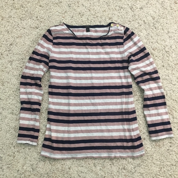 J. Crew Painter Boatneck Button Tee in Multistripe - Picture 2 of 5